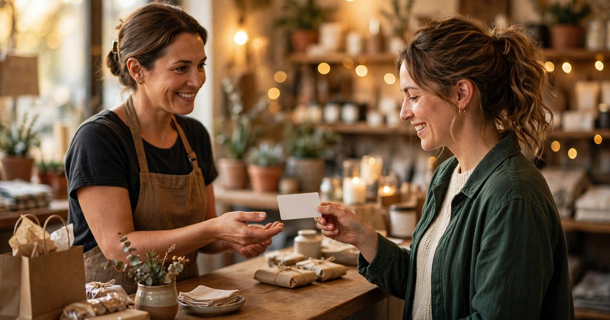 Customer receiving a digital gift card